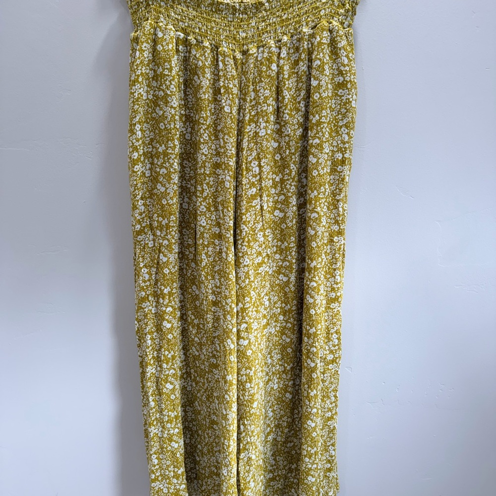 Floral Yellow Wide Leg Pants